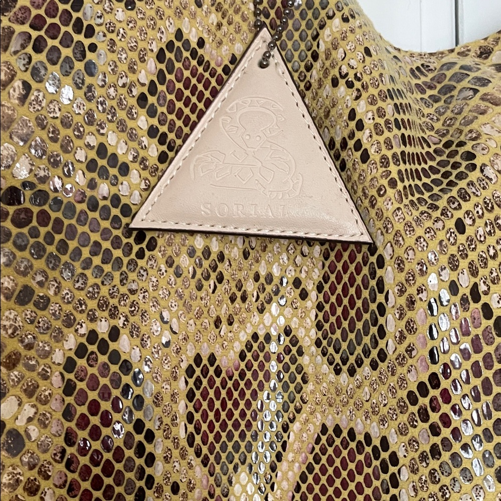 Sorial Snake Print Tote - Yellow and Brown
